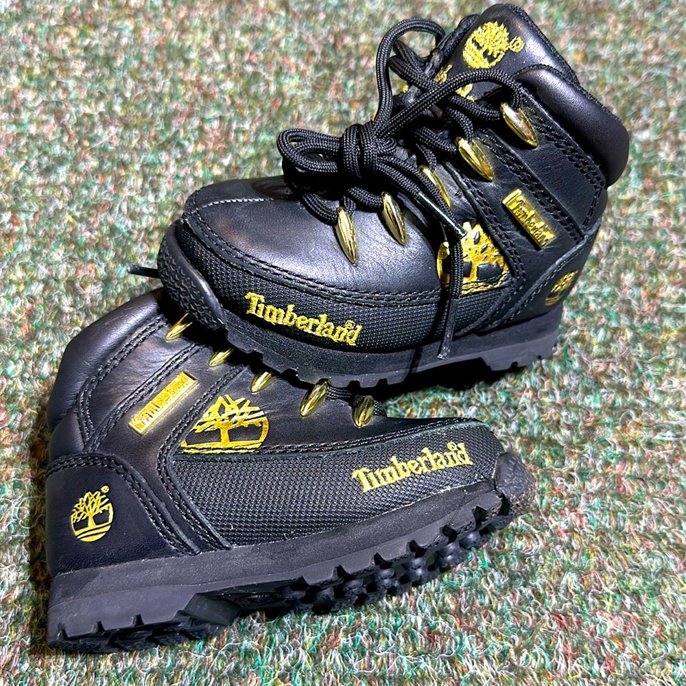 Timberland Toddler Euro Sprint - Black and Gold Boots